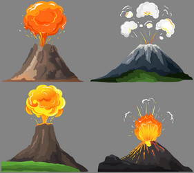 Volcanic eruption stages set steaming volcano Vector Image