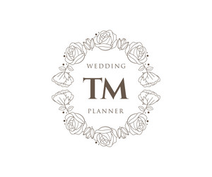 Tm initials letter wedding monogram logos Vector Image