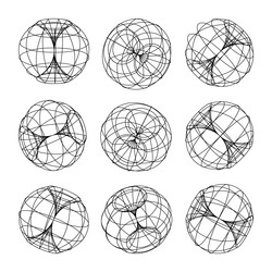 wireframe lined shapes perspective mesh 3d grid vector image