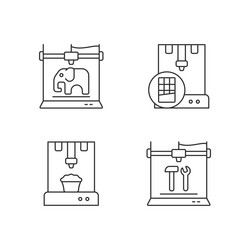 3d printed physical objects linear icons set vector