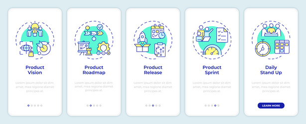 agile planning levels onboarding mobile app screen vector image