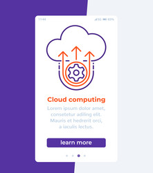 Cloud computing mobile banner with line icon vector