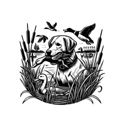 dog hunting a duck in its mouth hunti Vector Image