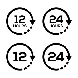 set of timer twelve and twenty four hours icon vector image
