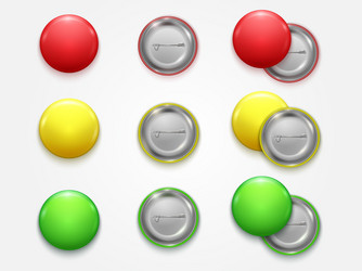 Realistic 3d empty color blank circle button badge vector