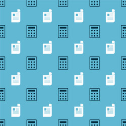 set calculator and document on seamless pattern vector image