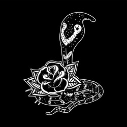 snake on the background with roses design element vector image