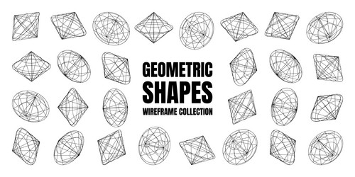 wireframe lined shapes perspective mesh 3d grid vector image