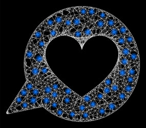 bright web net love heart message with lightspots vector image