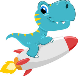 Cute baby dinosaur cartoon character flying vector