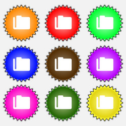 document folder icon sign a set of nine different vector image