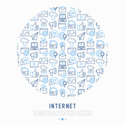 internet concept in circle with thin line icons vector image