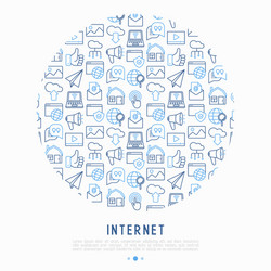 internet concept in circle with thin line icons vector