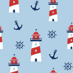 Seamless pattern with nautical design elements vector