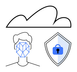 facial recognition with cloud data integration vector image