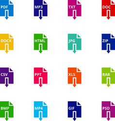 file format extensions icons pdf mp3 txt doc vector image