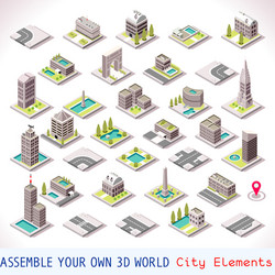 Set of isolated 3d isometric realistic cartoon Vector Image