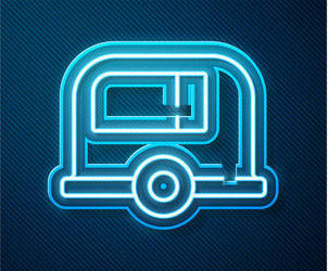 glowing neon line rv camping trailer icon isolated vector