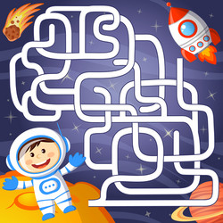 help cosmonaut find path to rocket vector image