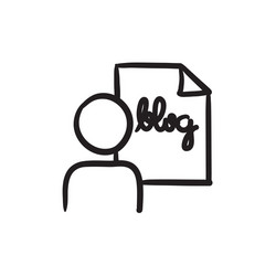 Man and sheet with word blog sketch icon vector