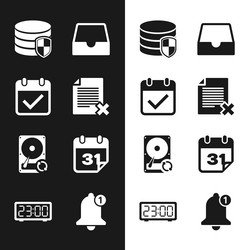 set delete file document calendar with check mark vector image
