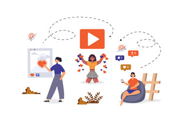social network concept with character scene vector image
