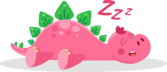 cute baby dinosaur cartoon character sleeping Vector Image