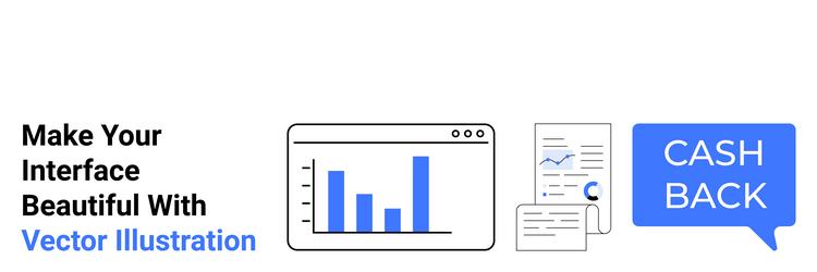 data analytics dashboard with reports and cashback vector image