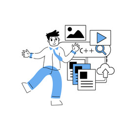 programmer works with code and interface vector image