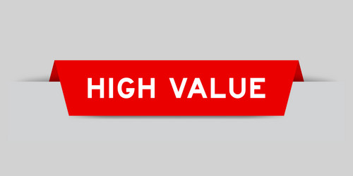 red color inserted label with word high value vector image