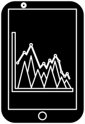 Graph chart on cellphone screen icon image vector