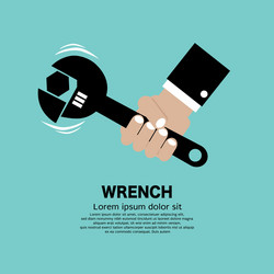 man hand holding wrench symbol vector