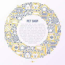 pet shop concept in circle with thin line icons vector