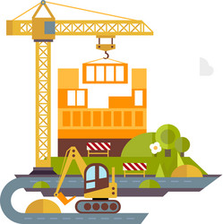 Flat design construction site sign Royalty Free Vector Image