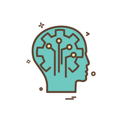 artificial brain circuit intelligence icon design vector image