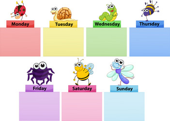 Days of the week banner template with colorful vector