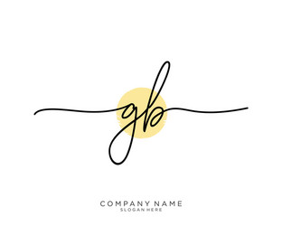 Gb initial handwriting logo design Royalty Free Vector Image