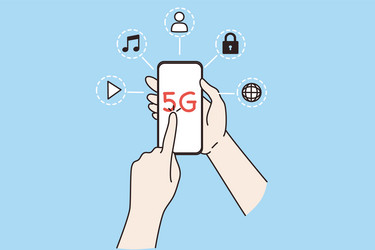 person hold cellphone with 5g network connection vector