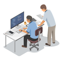 software engineer and programer run test project vector image