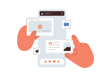 ui ux design of mobile phone application hands vector image