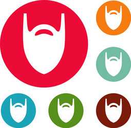 Fashion beard icons circle set vector