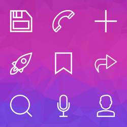 interface icons line style set with mike forward vector image