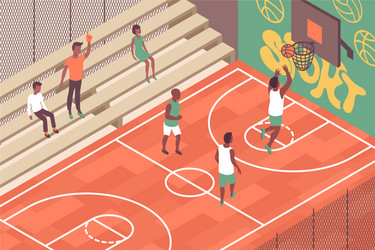 street basketball court composition vector