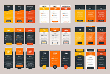 Collection of colorful pricing table design vector