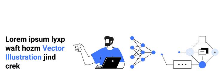 data scientist analyzing neural network model vector image