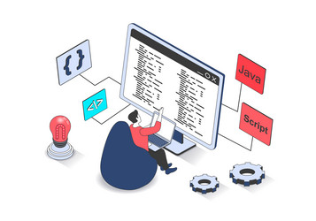 development 3d isometric concept with isometry vector image
