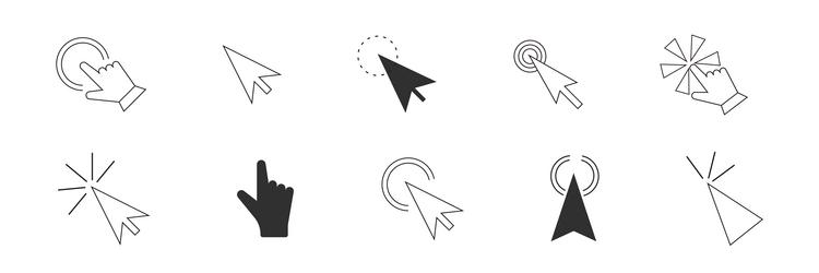 mouse click cursors and pointer set icon line vector image