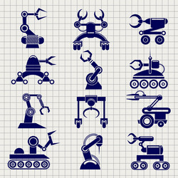 robot arms collection on notebook background vector