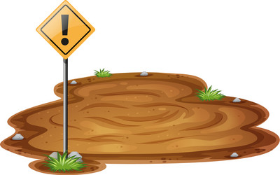 Scene with quicksand and warning sign vector