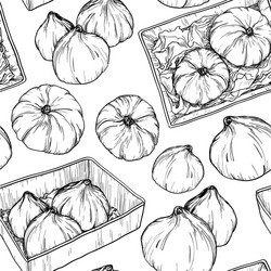 seamless pattern with hand drawn pumpkin sketch vector image